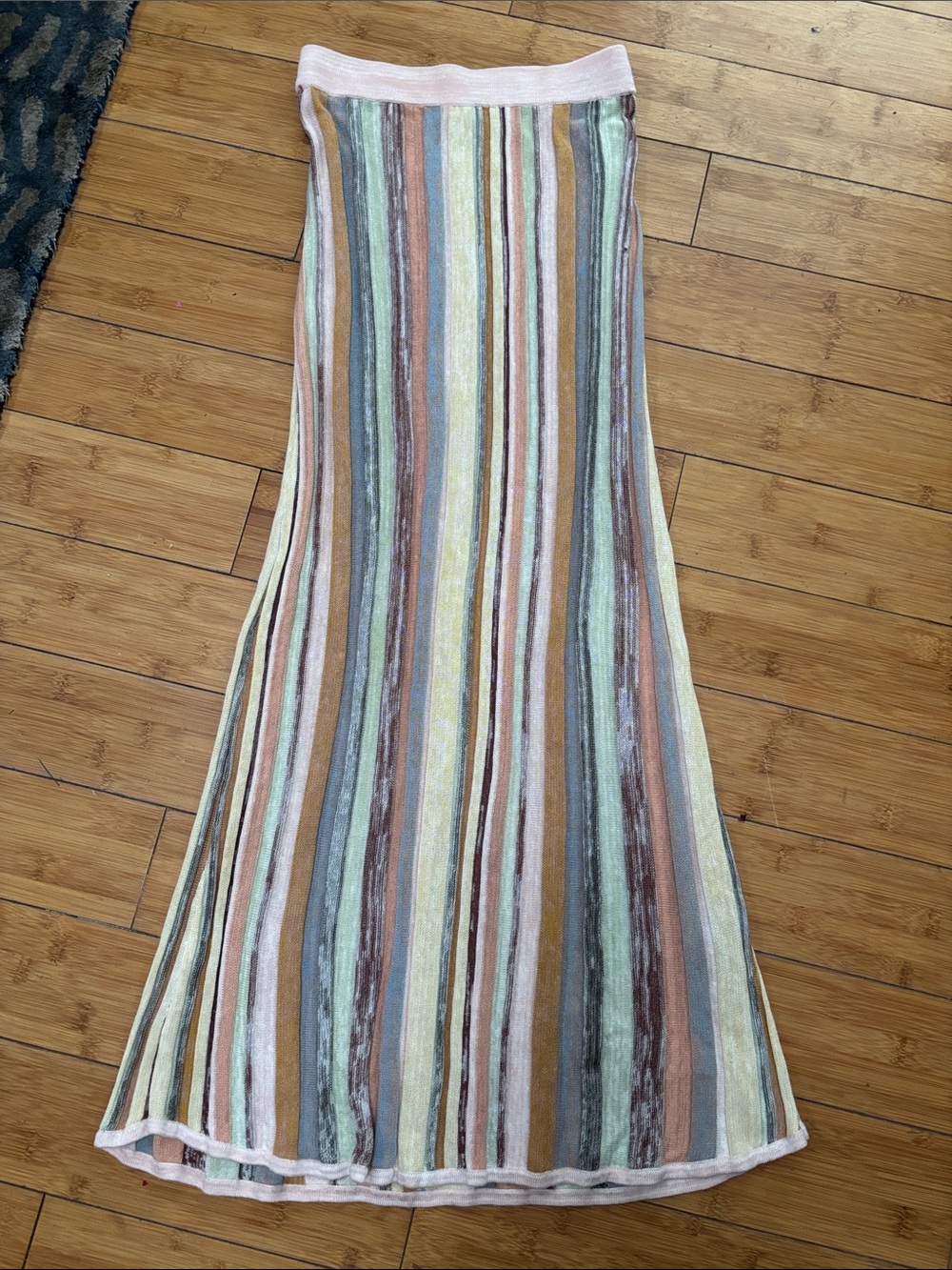 Zimmerman Multi-Stripe Skirt — Soft Vertical Stripes
